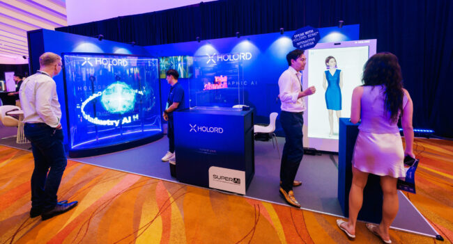 Holord Being AI avatar inside Holord Box and Holord Wall at SuperAI Singapore 2026