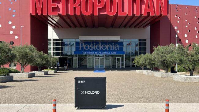 Holord hologram display for maritime satellite technology at Posidonia Greece 2026 with Speedcast